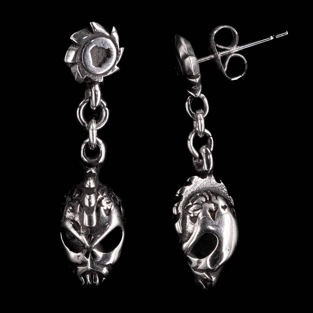 NWT PERSONAL FEARS MEN’S STAINLESS STEEL BRAIN SAW EARRINGS (PAIR)
